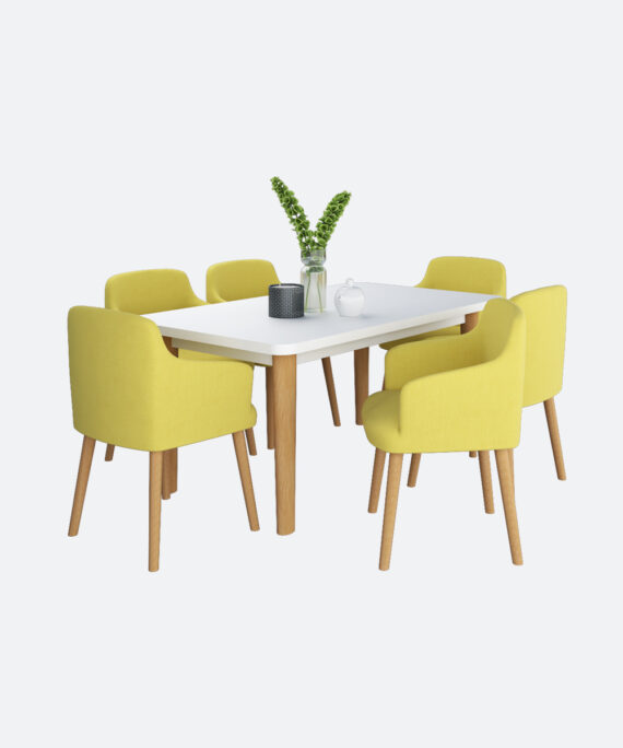 Table à Manger rectangulaire avec 6 chaises - Jaune