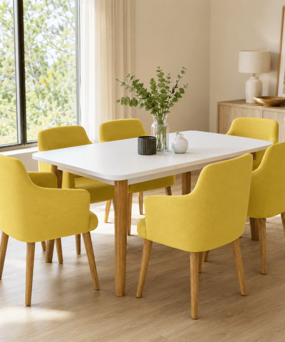 Table à Manger rectangulaire avec 6 chaises - Jaune