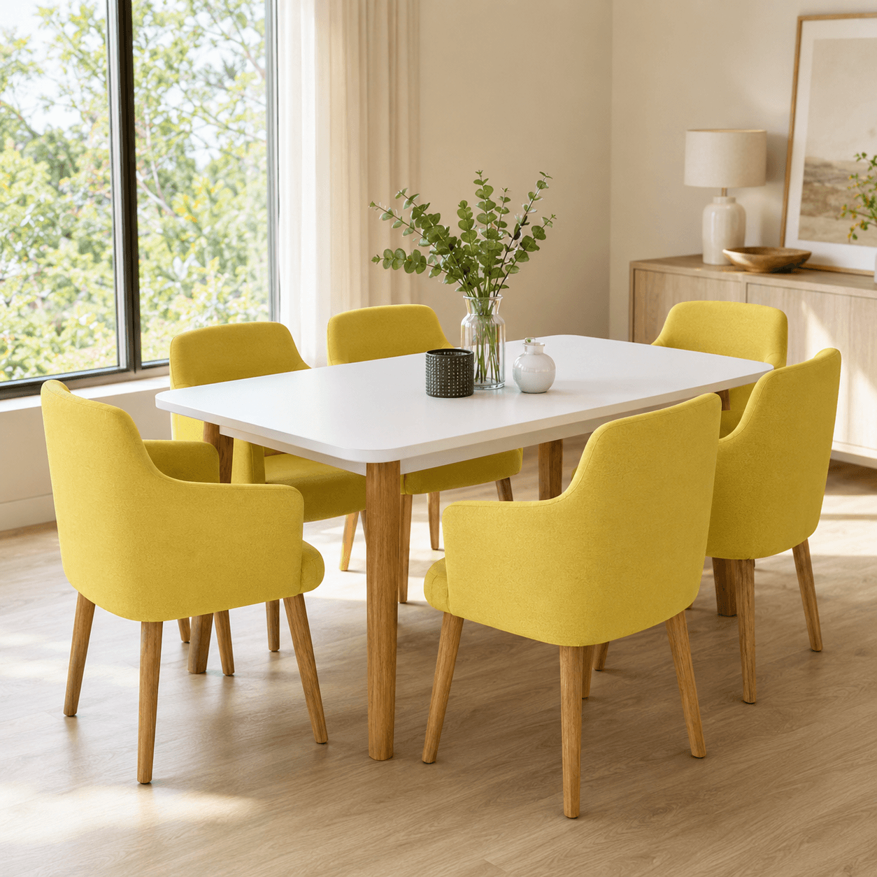 Table à Manger rectangulaire avec 6 chaises - Jaune