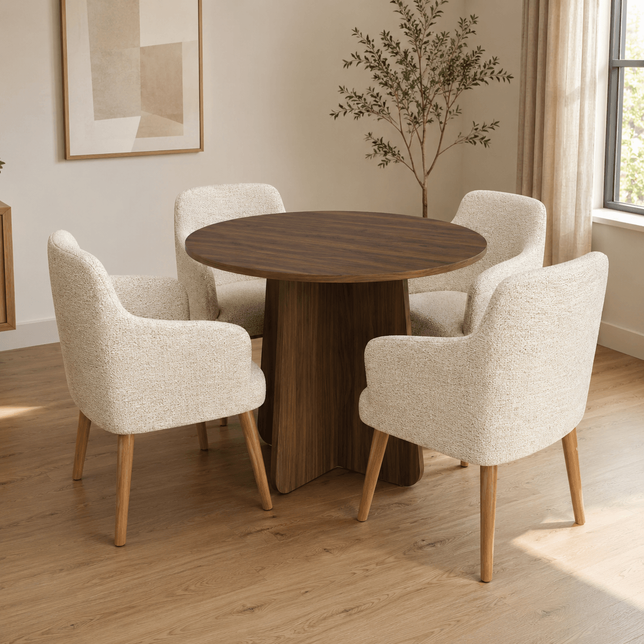 Table à Manger circulaire avec 4 chaises
