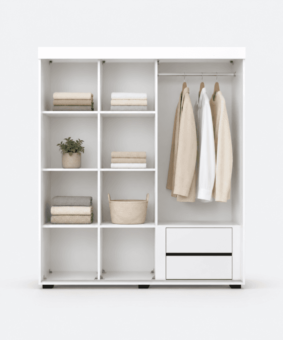 Armoire coulissante multi-étagères